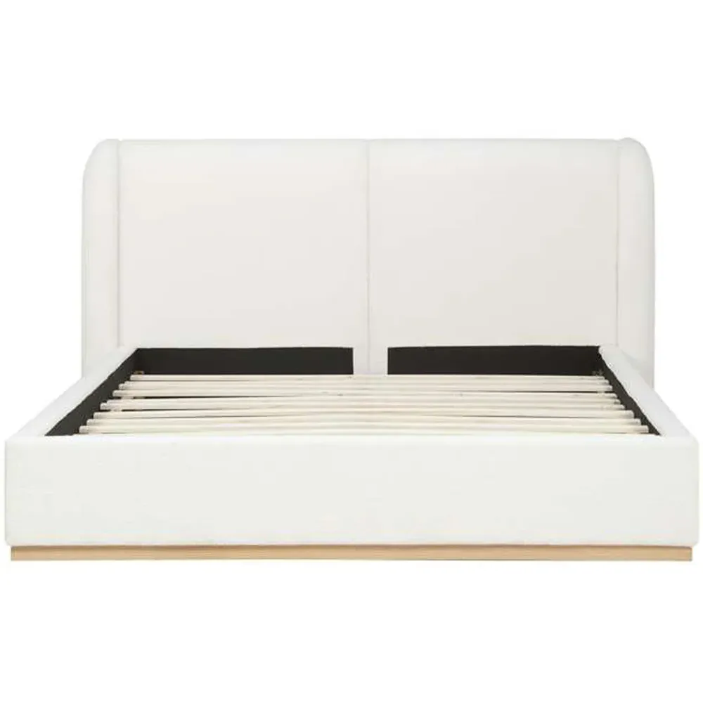 Eden King Size Bed Frame with Curved Headboard - White, Boucle