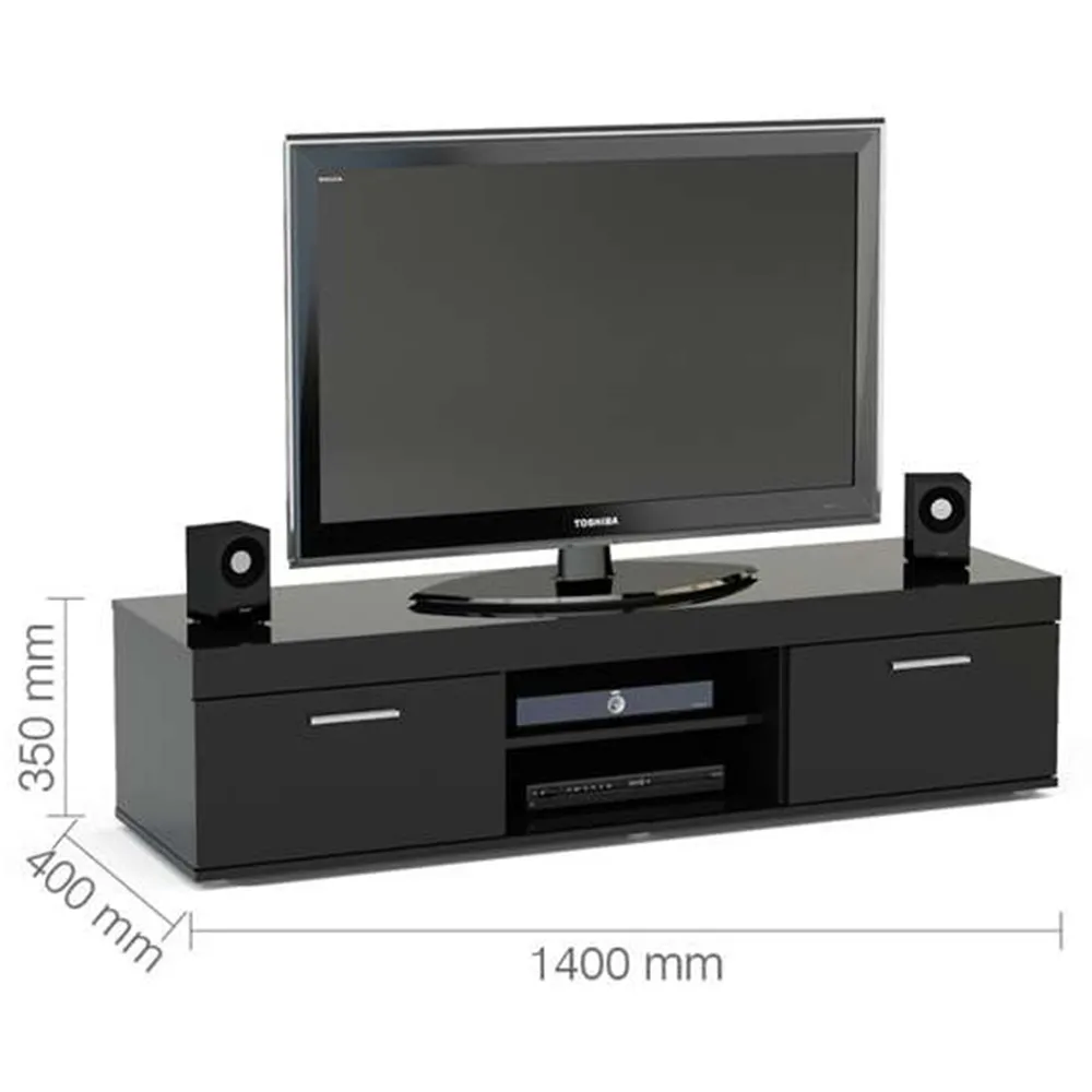 Edgeware 2 Door TV Unit with Storage - Black