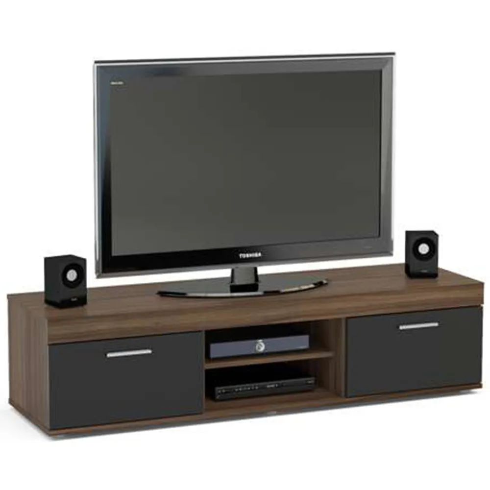 Edgeware 2 Door TV Unit with Storage - Black, Natural