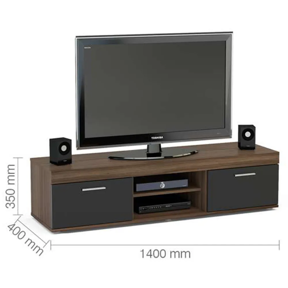 Edgeware 2 Door TV Unit with Storage - Black, Natural