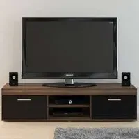 Edgeware 2 Door TV Unit with Storage - Black, Natural