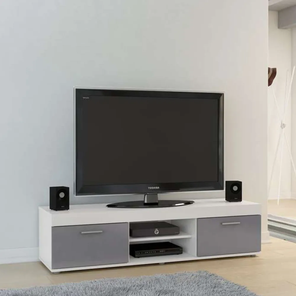 Edgeware 2 Door TV Unit with Storage - White, Grey