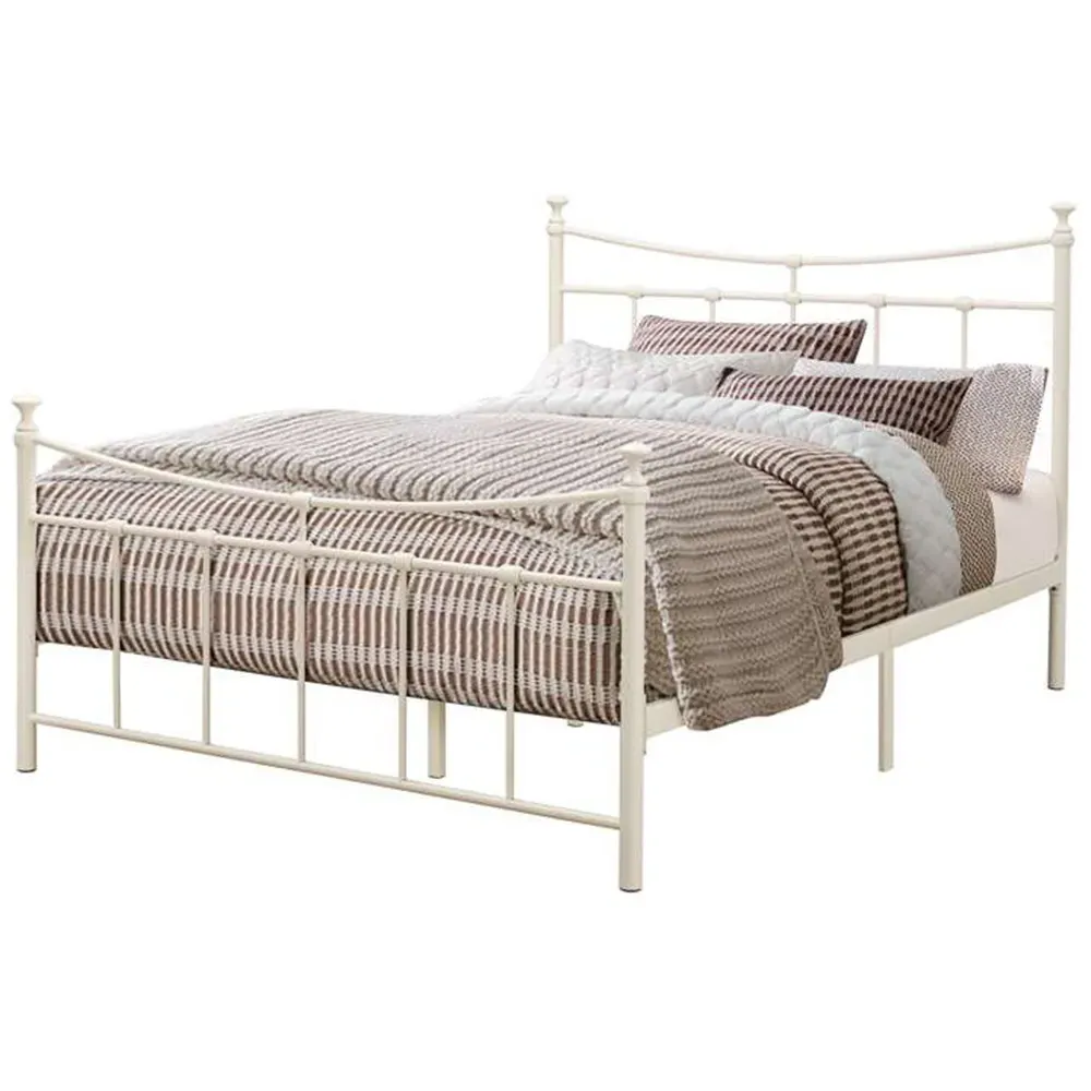Emily Double Bed Frame - Cream, Steel
