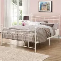 Emily Double Bed Frame - Cream, Steel