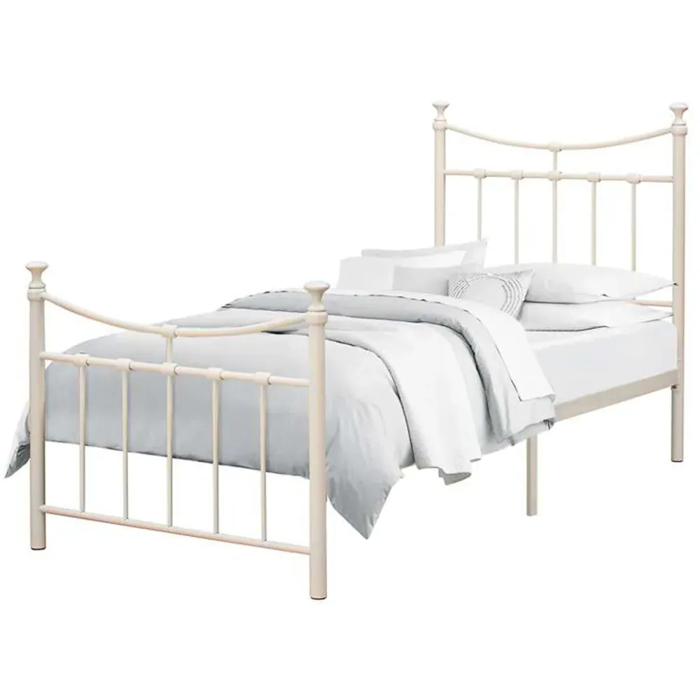 Emily Single Bed Frame - Cream, Steel