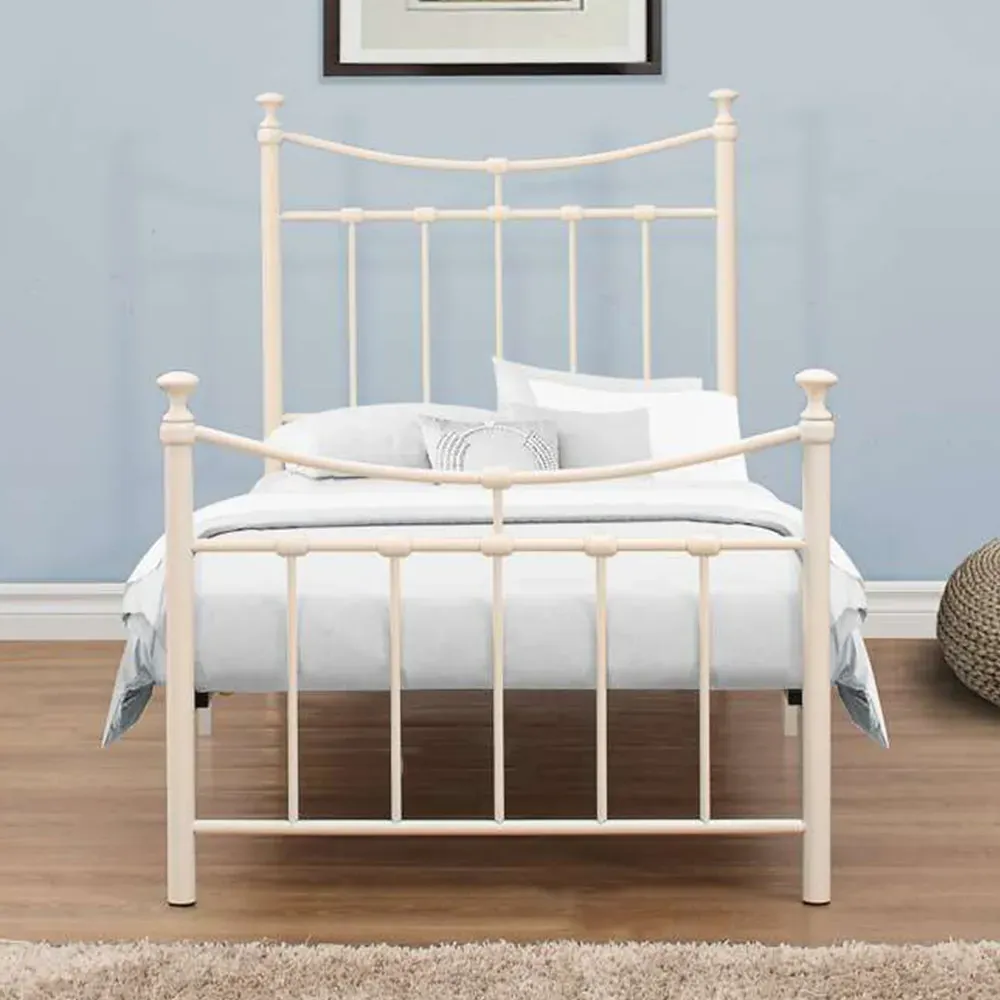 Emily Single Bed Frame - Cream, Steel