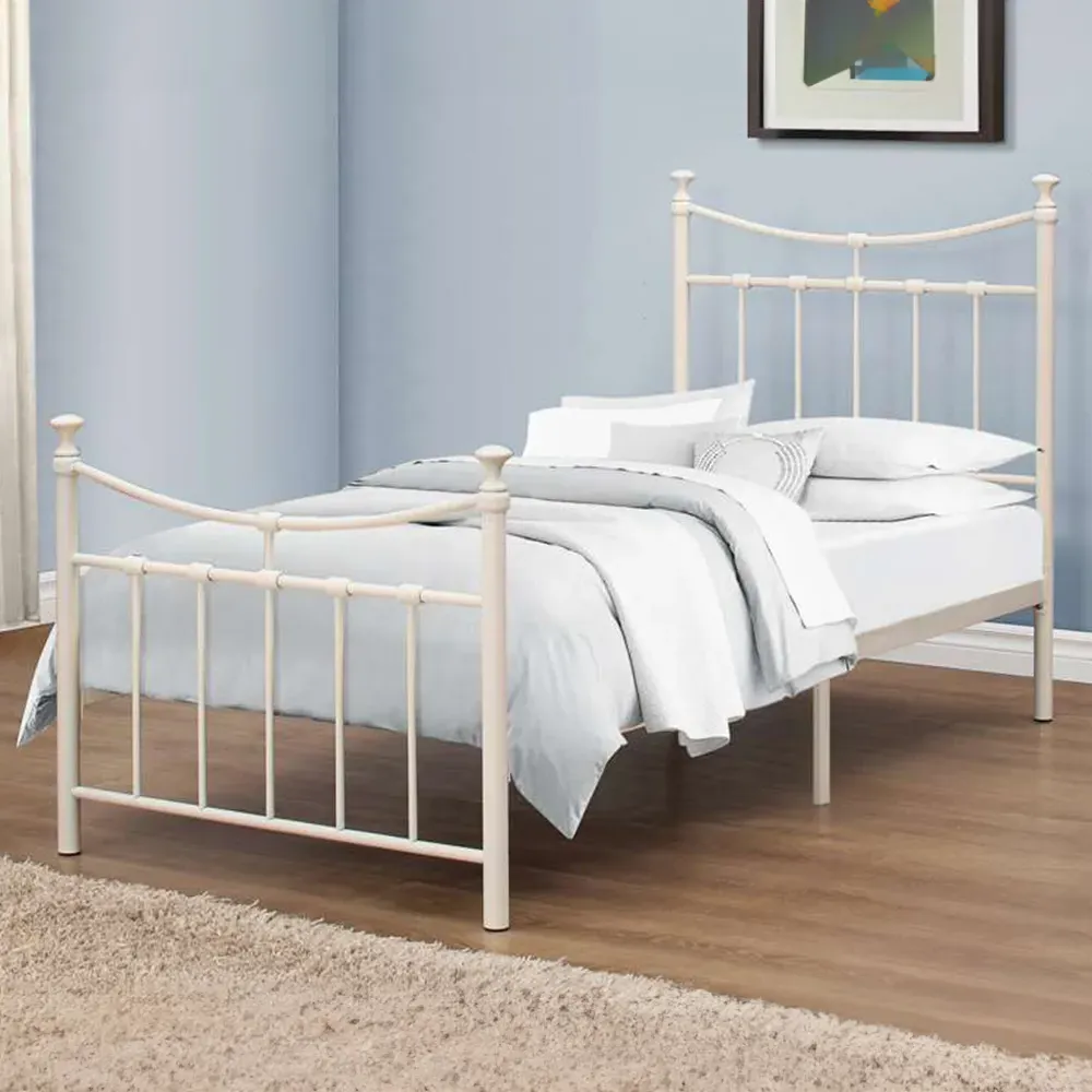 Emily Single Bed Frame - Cream, Steel image