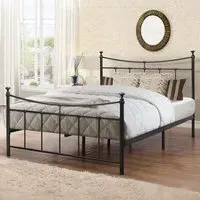 Emily Small Double Bed Frame - Black, Steel