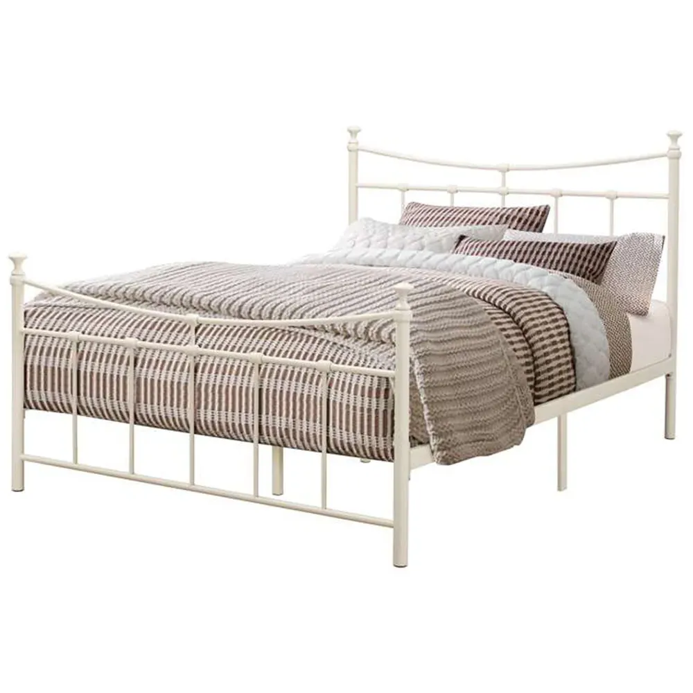 Emily Small Double Bed Frame - Cream, Steel