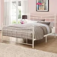 Emily Small Double Bed Frame - Cream, Steel