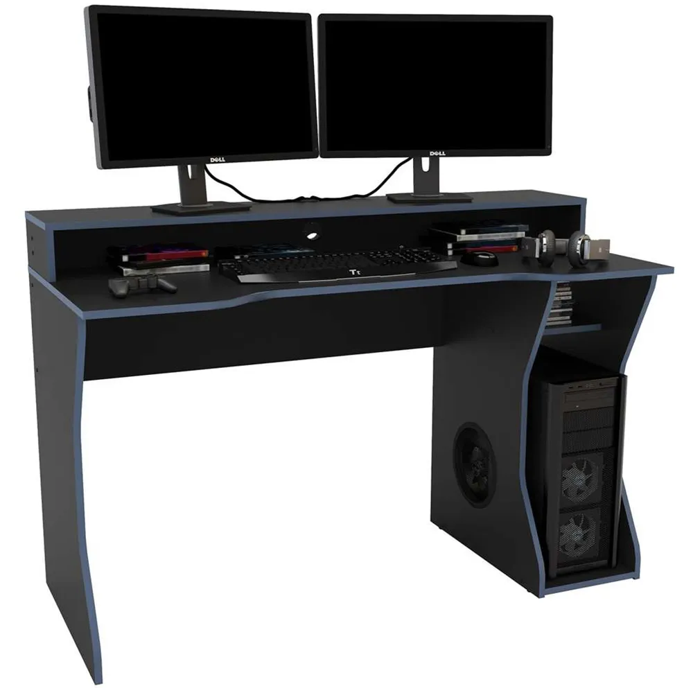 Enzo Gaming Computer Desk with Storage - Black, Blue