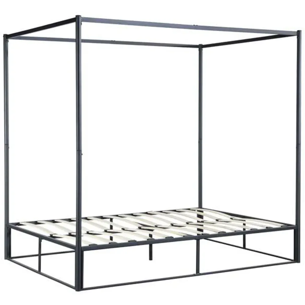 Farringdon Double 4 Poster Bed Frame - Black, Metal