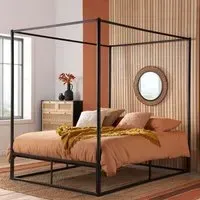 Farringdon Double 4 Poster Bed Frame - Black, Metal