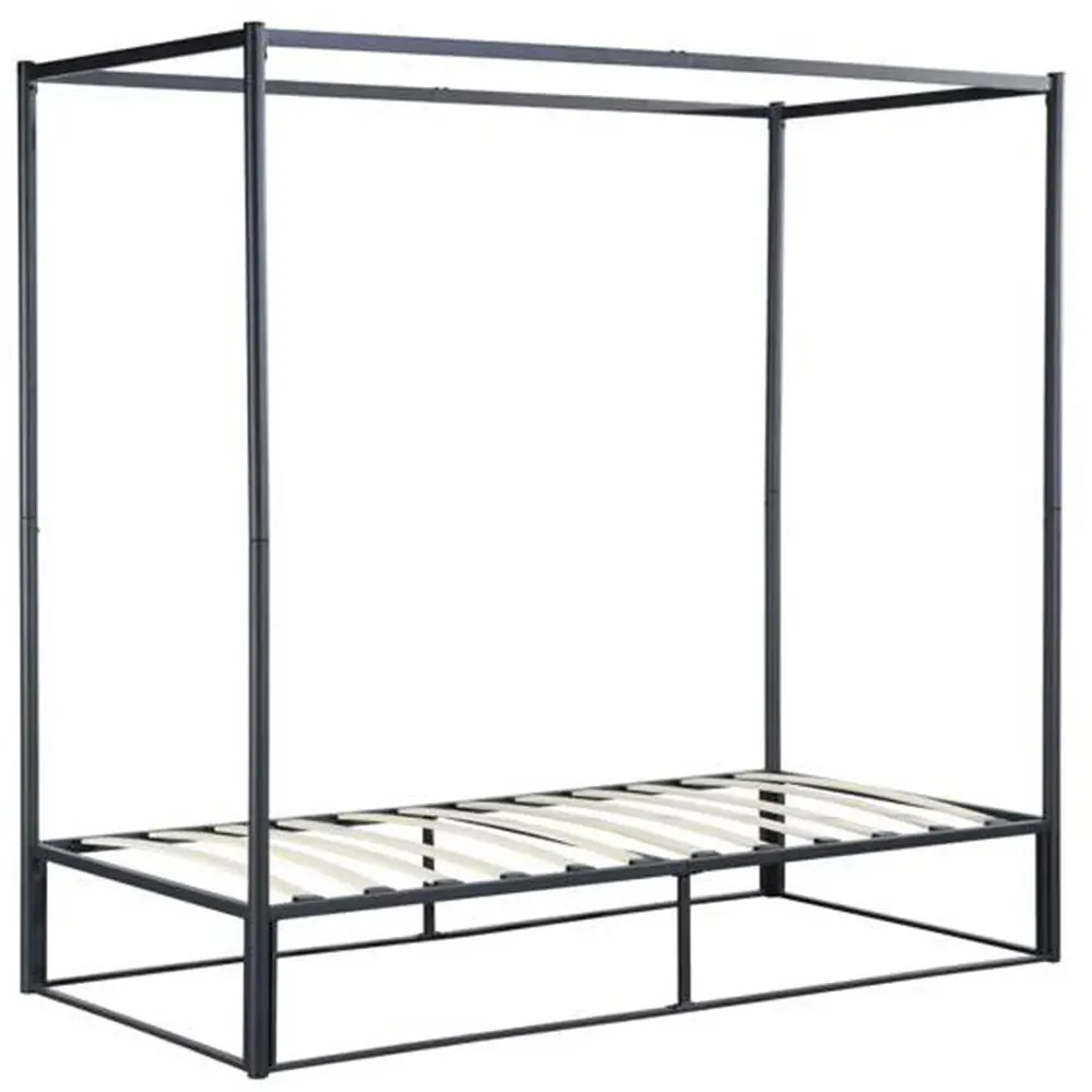 Farringdon Single 4 Poster Bed Frame - Black, Metal