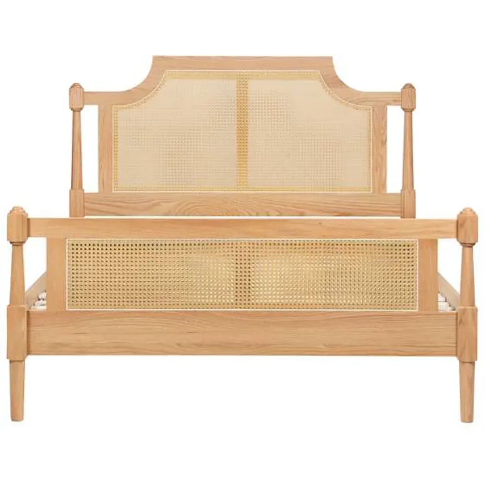 Geneva King Size Rattan Bed - Brown