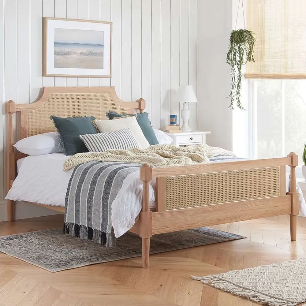 Geneva King Size Rattan Bed - Brown