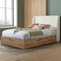 Halfden Double Ottoman Bed with Storage - White, Bouclé