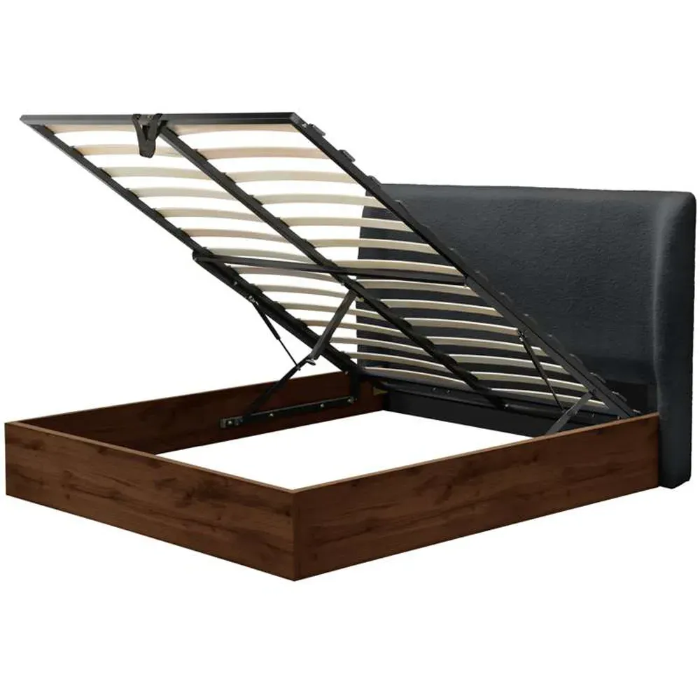 Halfden Double Ottoman Bed with Storage - White, Boucle