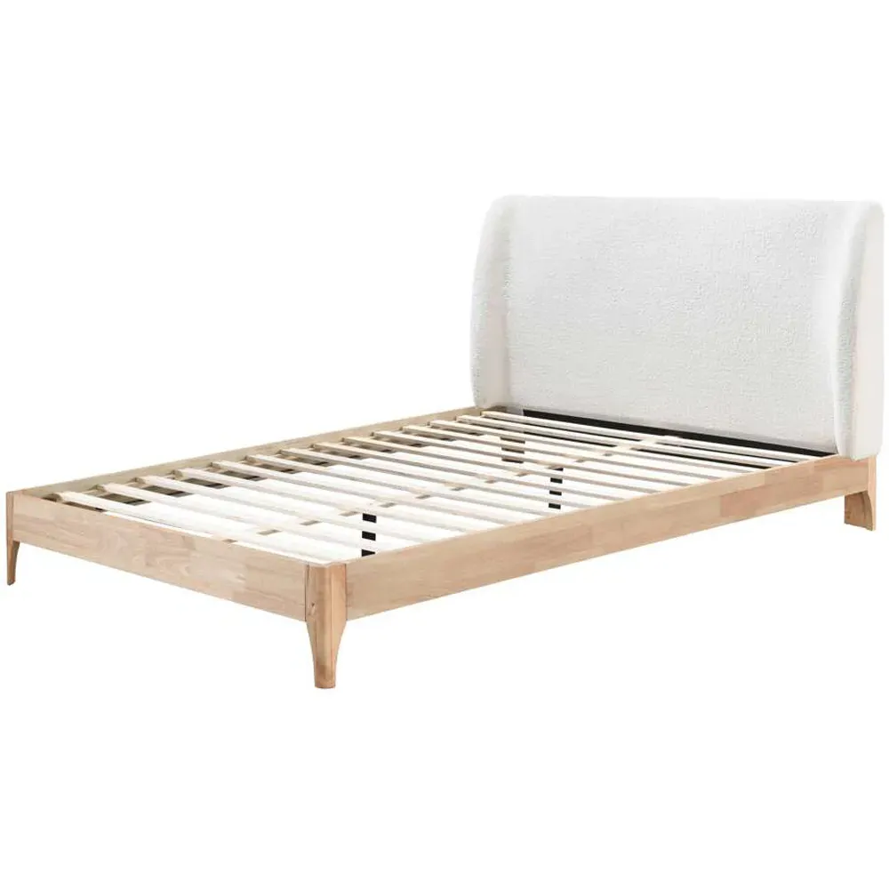 Halfden King Size Bed Frame - White, Bouclé