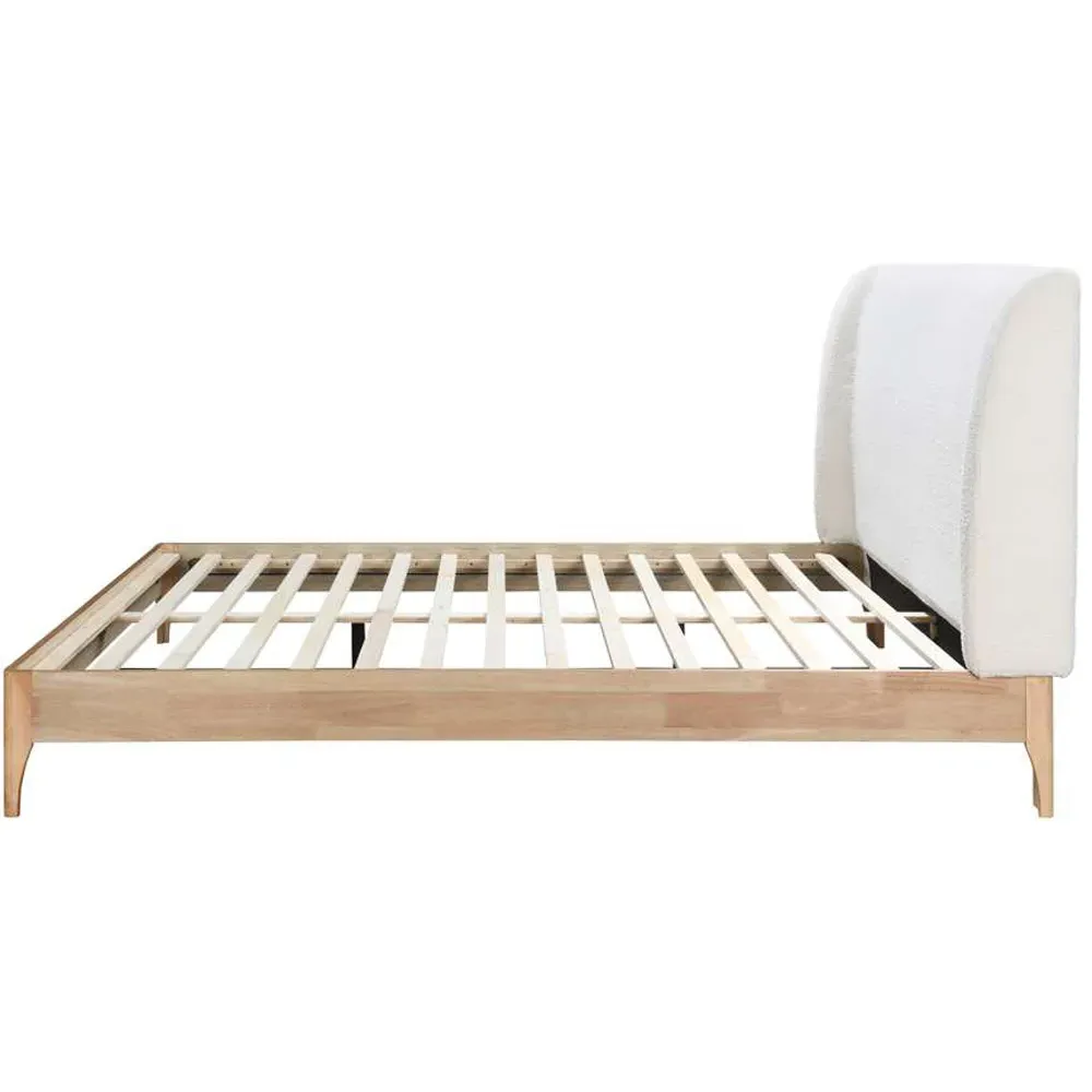 Halfden King Size Bed Frame - White, Bouclé