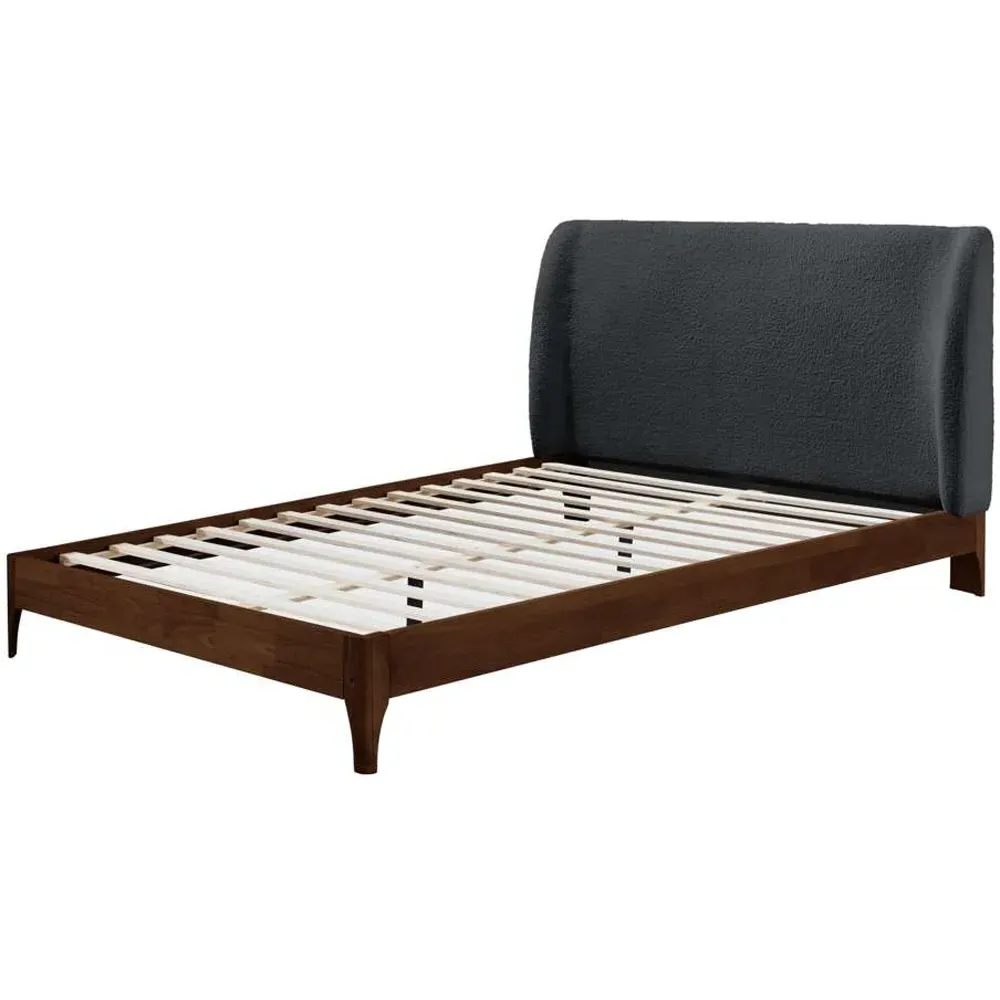 Halfden King Size Bed Frame - White, Boucle