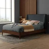 Halfden King Size Bed Frame - White, Boucle