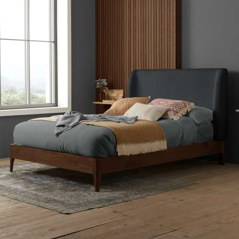 Halfden King Size Bed Frame - White, Boucle