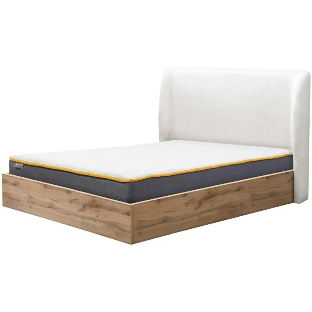 Halfden King Size Ottoman Bed with Storage - White, Bouclé