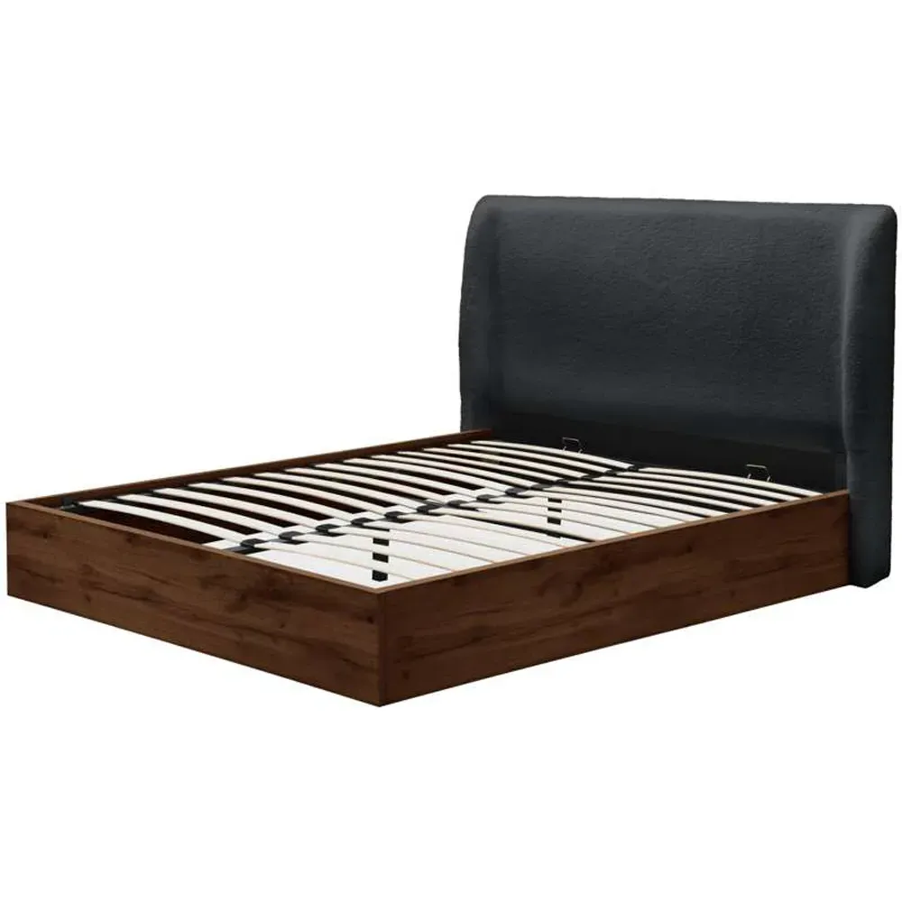 Halfden King Size Ottoman Bed with Storage - White, Boucle