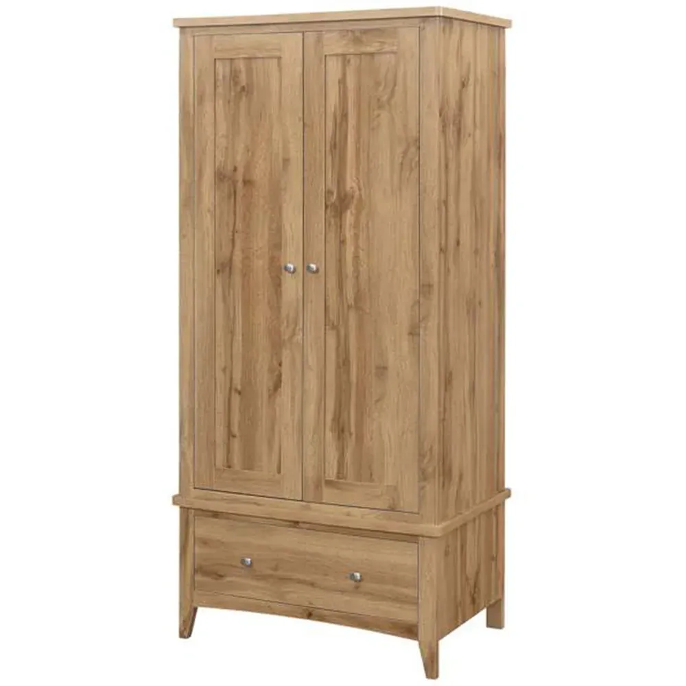 Hampstead 2 Door Single Drawer Wardrobe - Brown