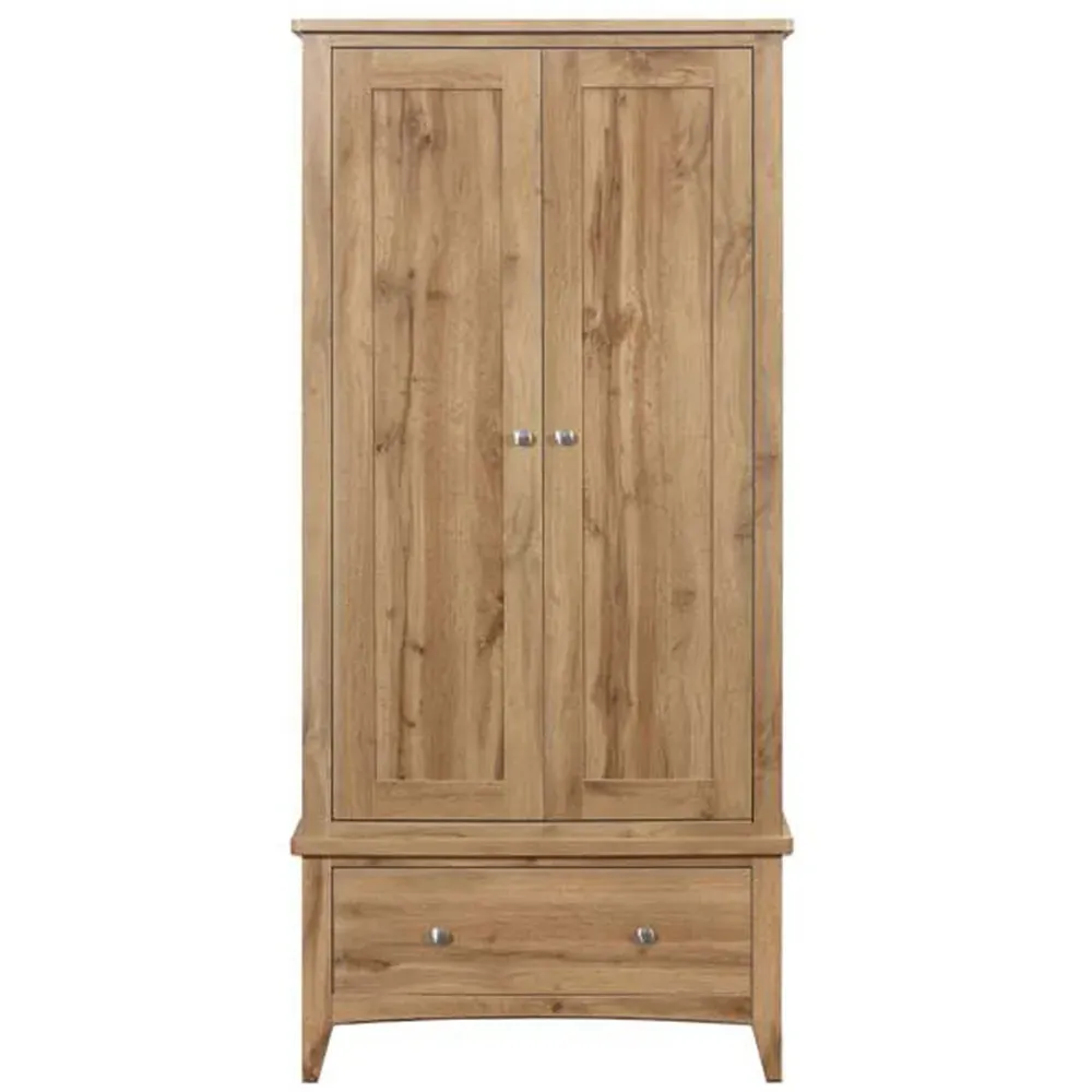 Hampstead 2 Door Single Drawer Wardrobe - Brown