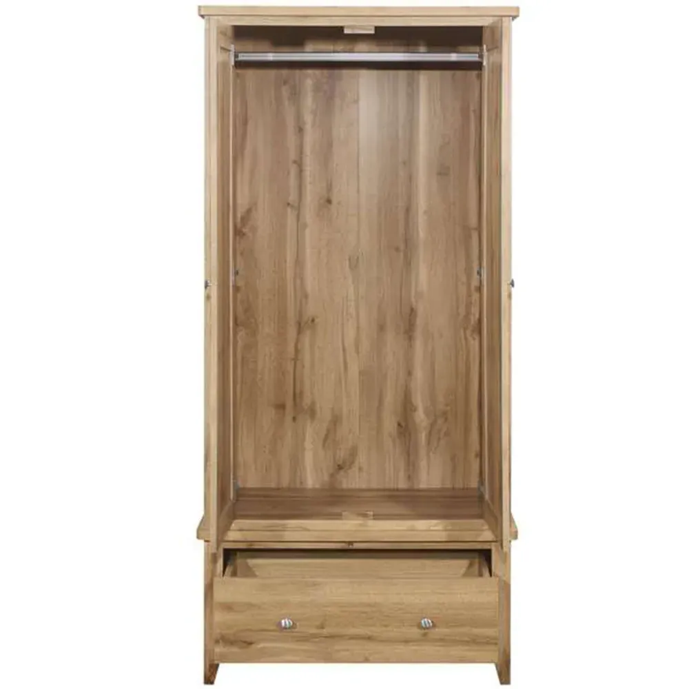 Hampstead 2 Door Single Drawer Wardrobe - Brown