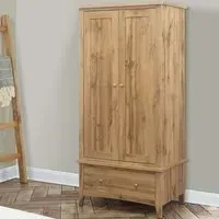 Hampstead 2 Door Single Drawer Wardrobe - Brown