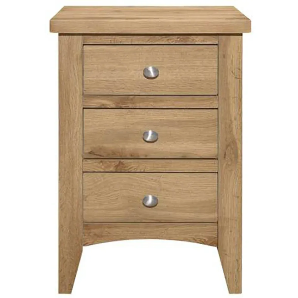 Hampstead 3 Drawer Bedside Table - Brown