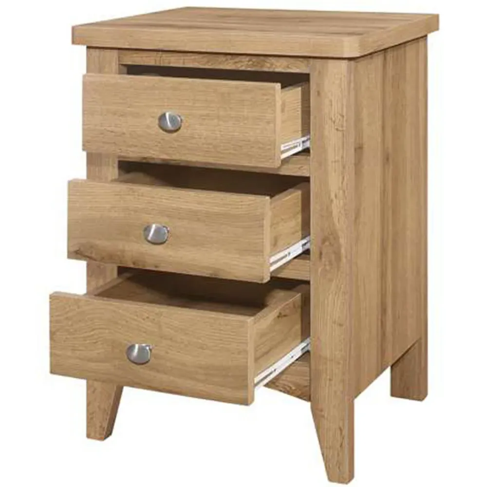 Hampstead 3 Drawer Bedside Table - Brown