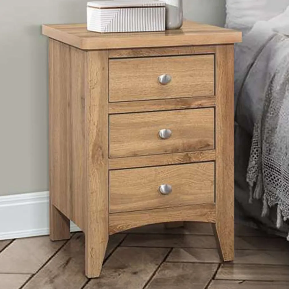 Hampstead 3 Drawer Bedside Table - Brown