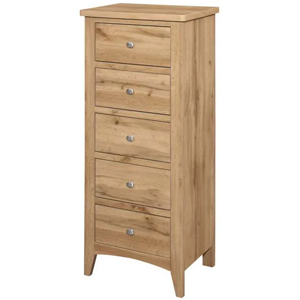Hampstead 5 Drawer Tall Chest of Drawers - Brown