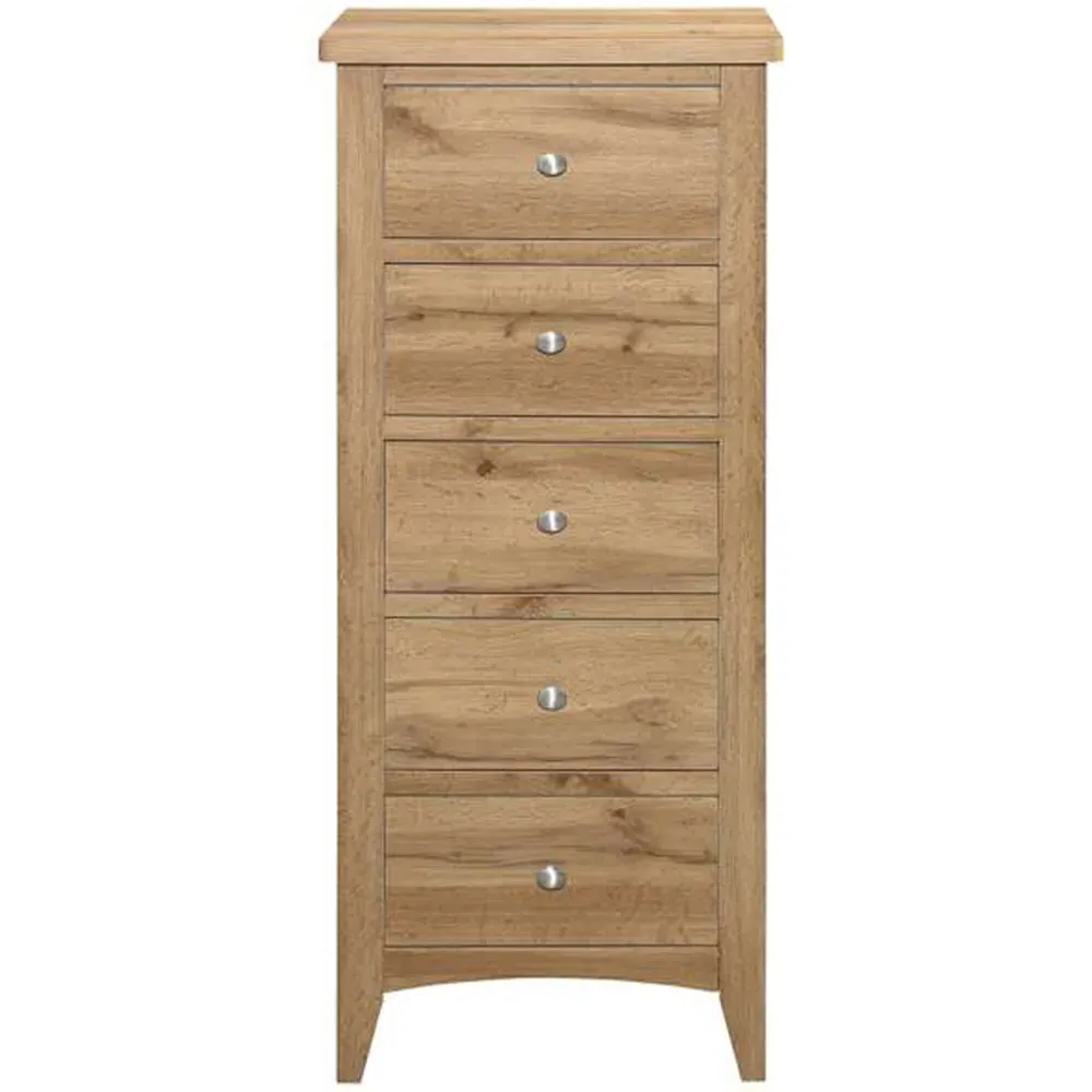 Hampstead 5 Drawer Tall Chest of Drawers - Brown