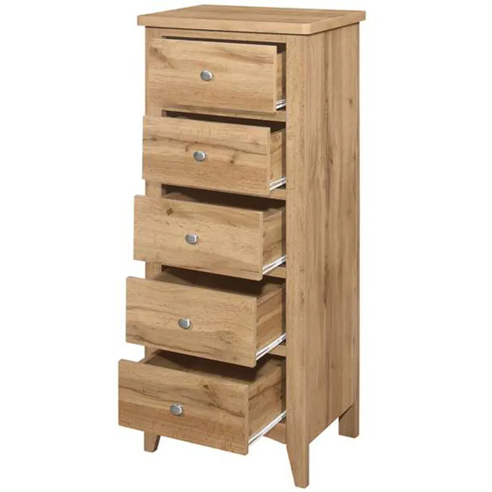 Hampstead 5 Drawer Tall Chest of Drawers - Brown