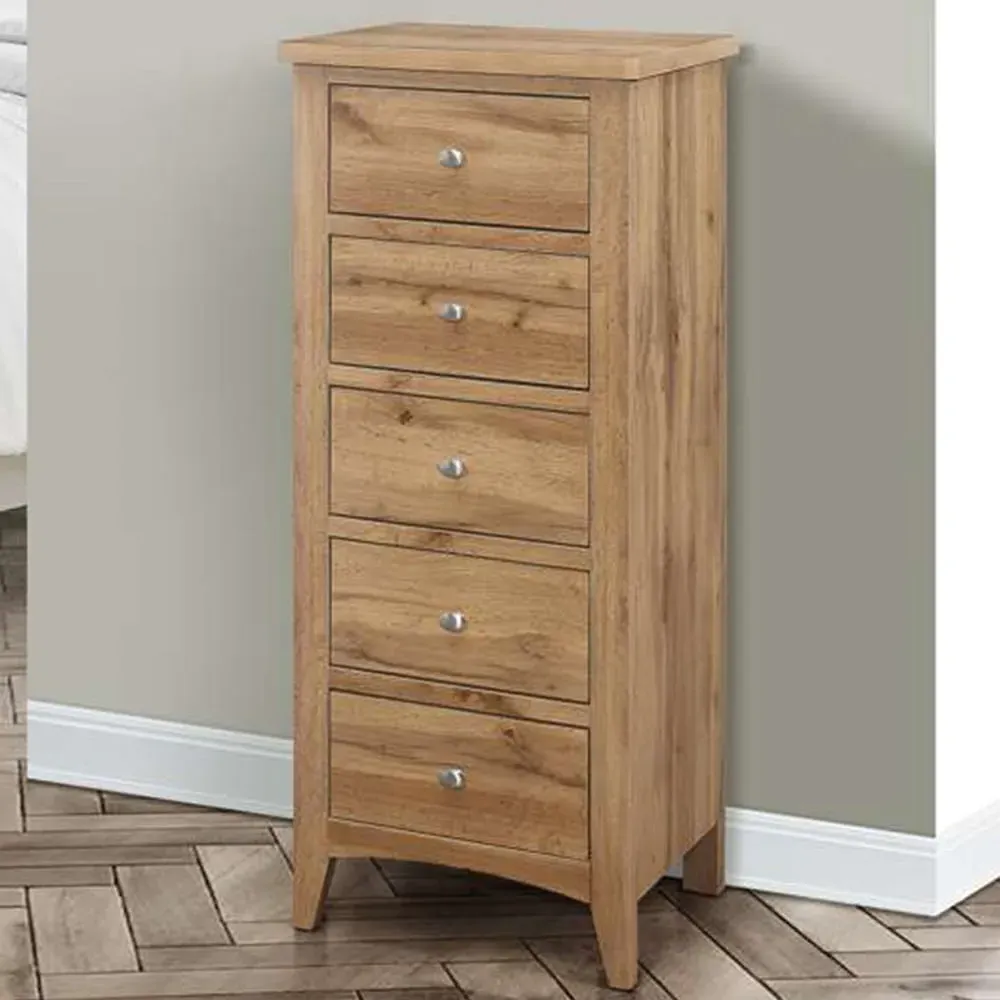 Hampstead 5 Drawer Tall Chest of Drawers - Brown