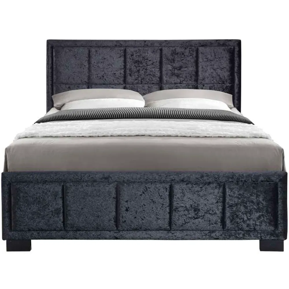 Hannover Double Bed Frame - Black, Velour