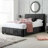 Hannover Double Bed Frame - Black, Velour