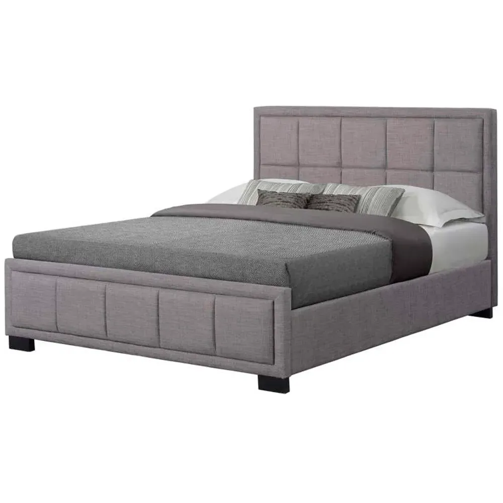 Hannover Double Bed Frame - Grey, Velour