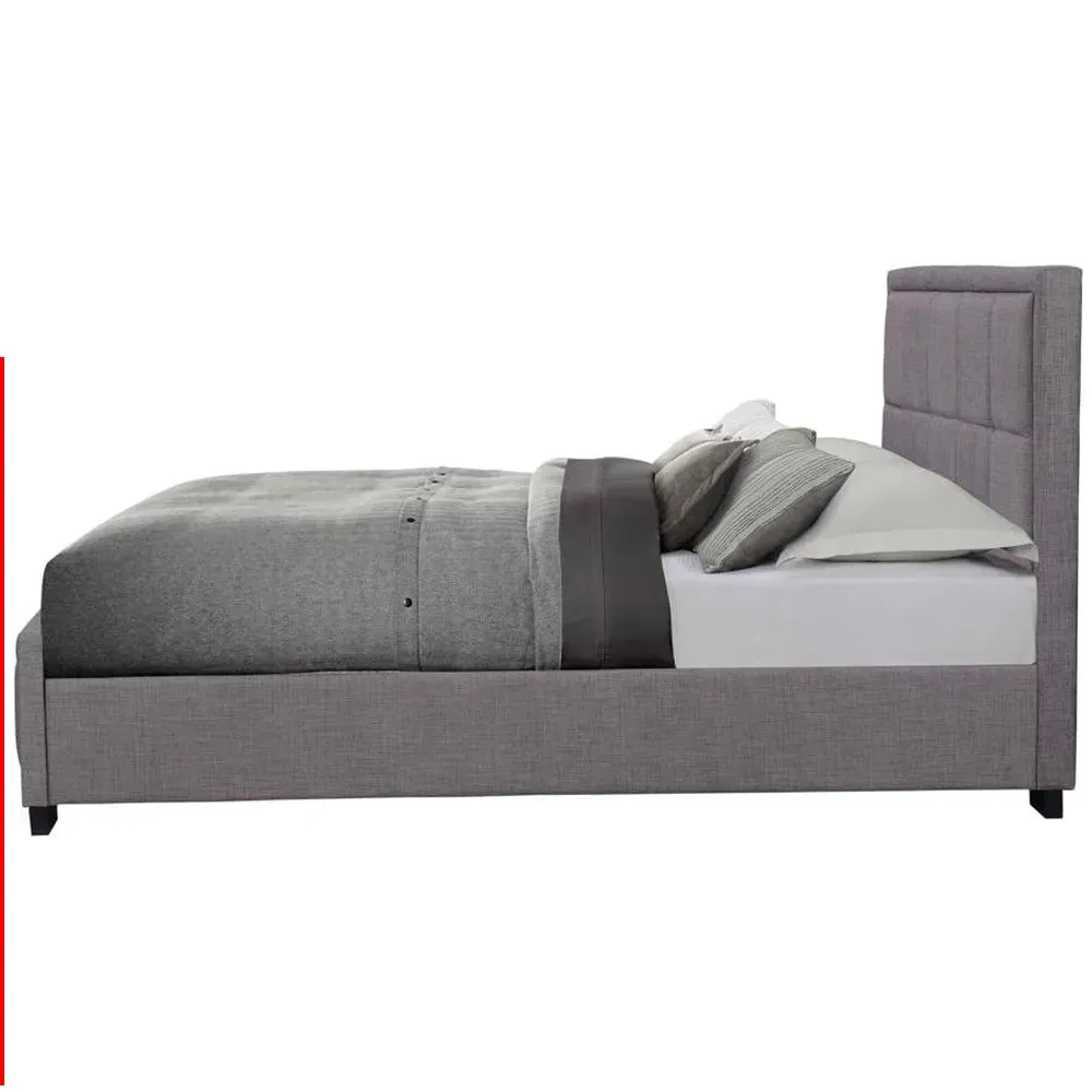 Hannover Double Bed Frame - Grey, Velour