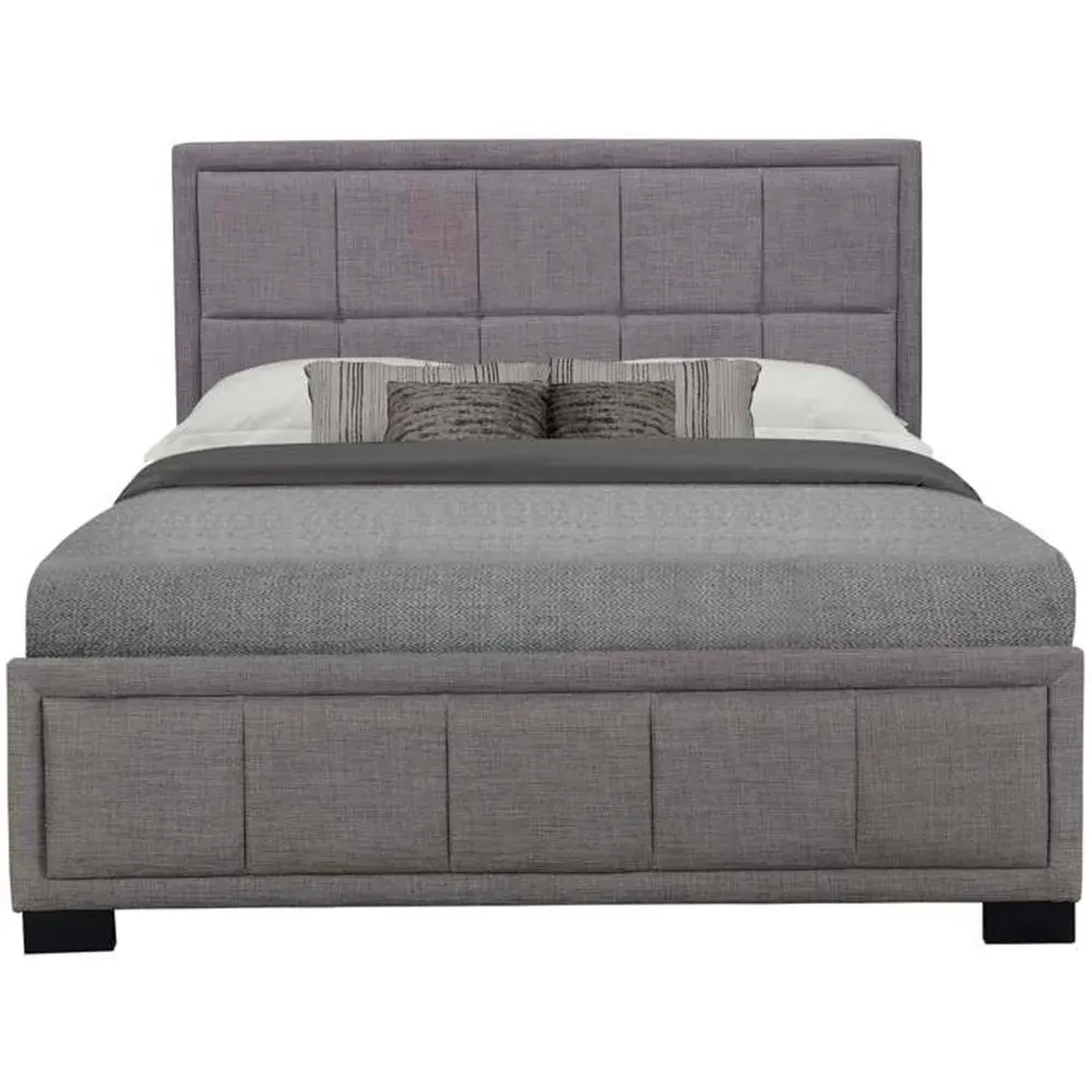 Hannover Double Bed Frame - Grey, Velour