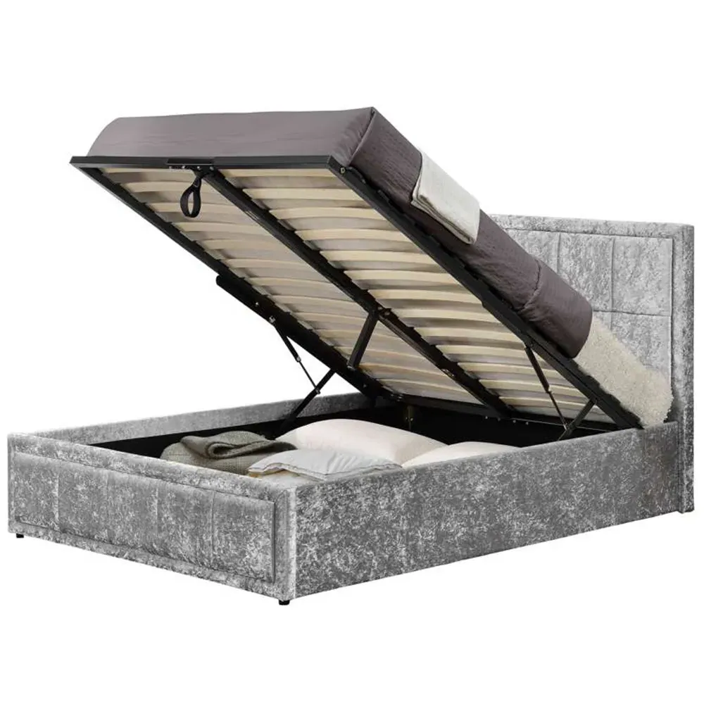 Hannover Double Ottoman Bed Frame with Storage - Grey