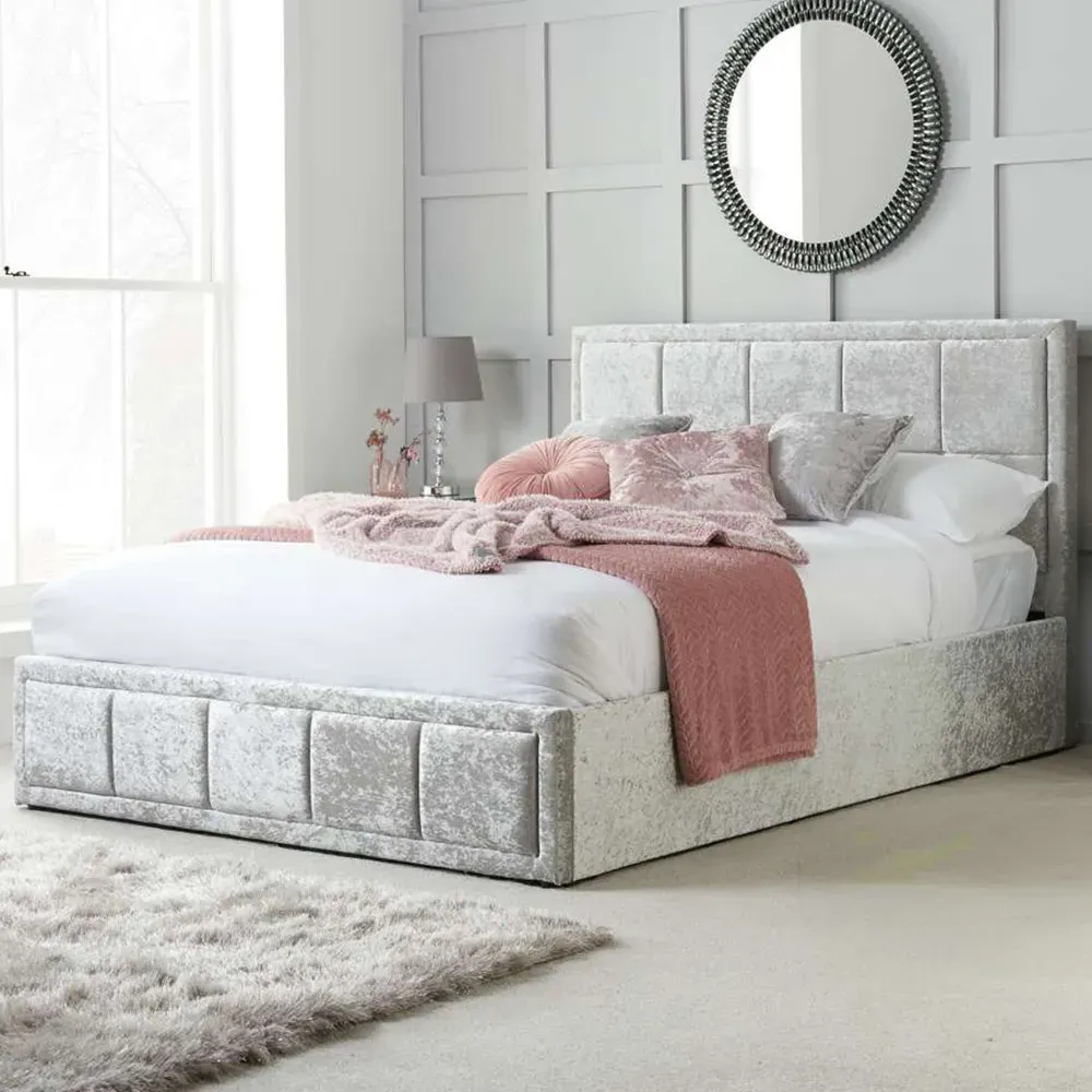 Hannover Double Ottoman Bed Frame with Storage - Grey