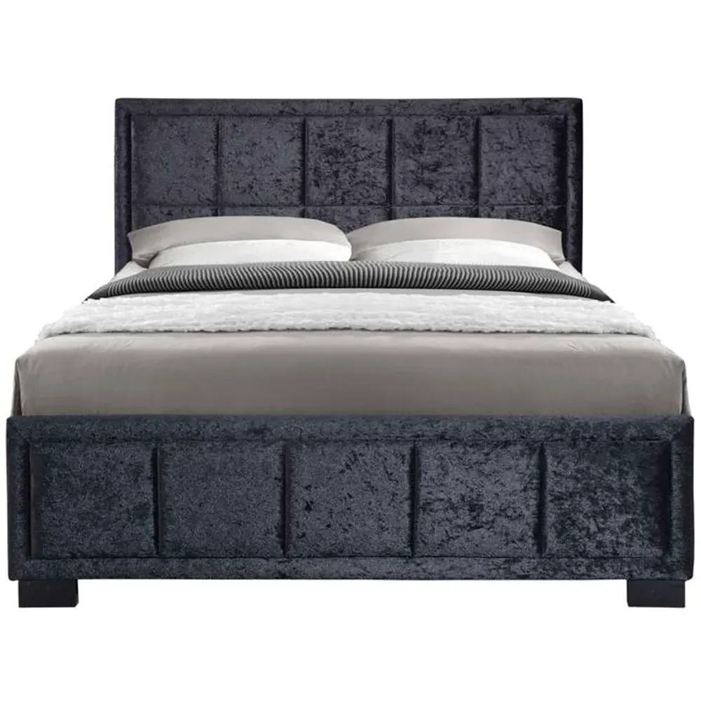 Hannover King Size Bed Frame - Black, Velour