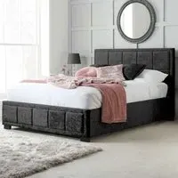 Hannover King Size Bed Frame - Black, Velour