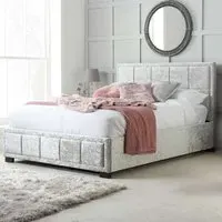 Hannover King Size Bed Frame - Grey, Velour